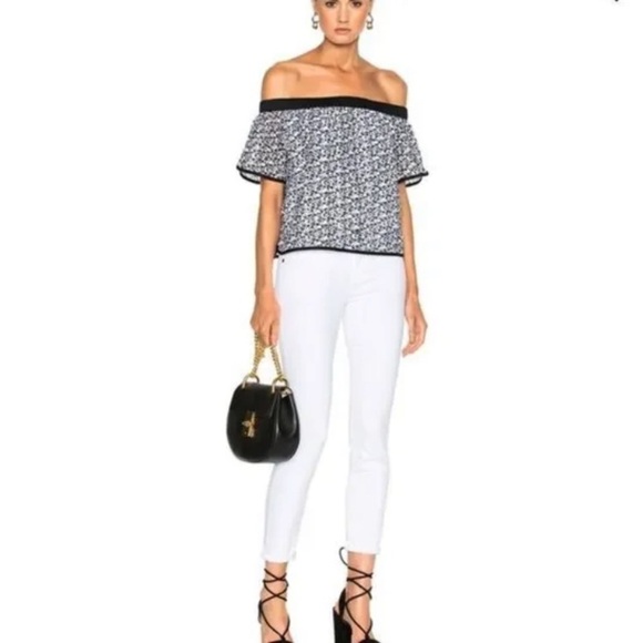 Rag & Bone off the shoulders Flavia Top in Black Floral - Picture 1 of 13